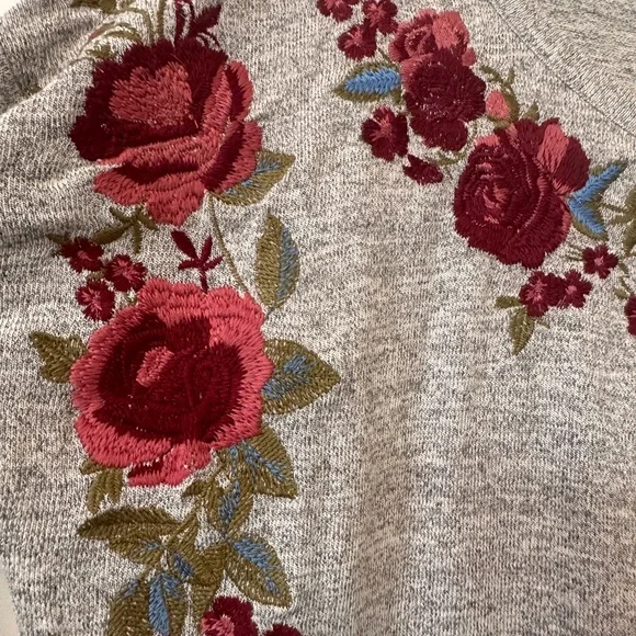 Grey floral embroidered sweater - Picture 3 of 4
